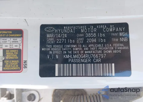 2024 Hyundai Elantra Sel z USA, uszkodzony, nr VIN KMHLM4DG4RU766797